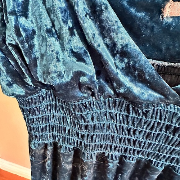 Y2K, Whimsygoth by Solemio Blue Mini dress velvet crush like material . Small - Picture 2 of 6